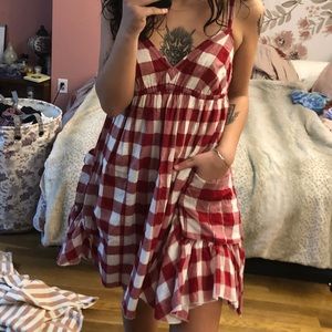 MODA INTERNATIONAL RED AND WHITE GINGHAM DRESS